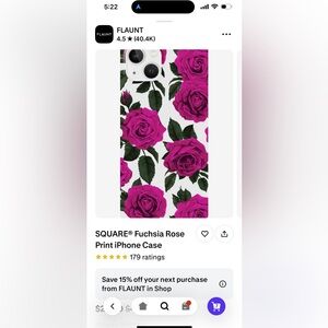 FLAUNT Fuchsia Rose Print iPhone Case